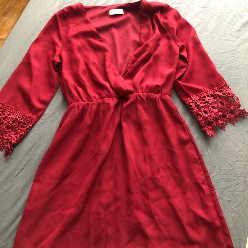 Tobi maroon crochet dress